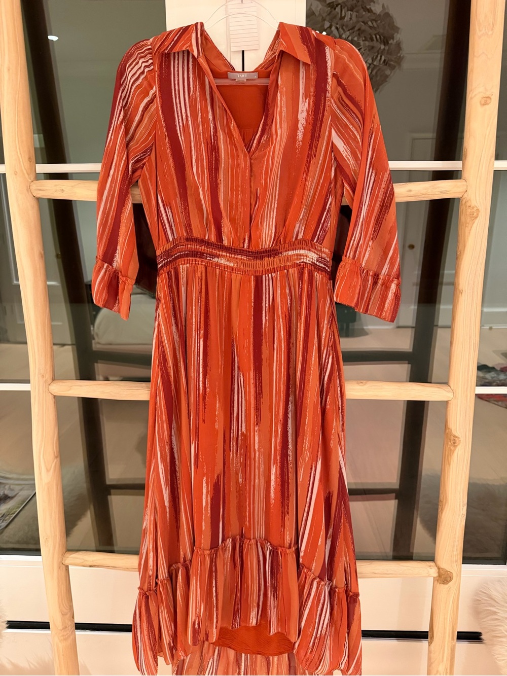 Tart Rust and Cream Striped Midi Dress - Picture 1 of 3